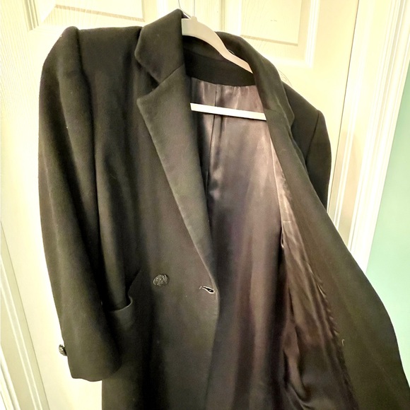 VINTAGE 100% LADIES FLEURETTE BLACK FULL LENGTH CASHMERE COAT - Picture 4 of 11